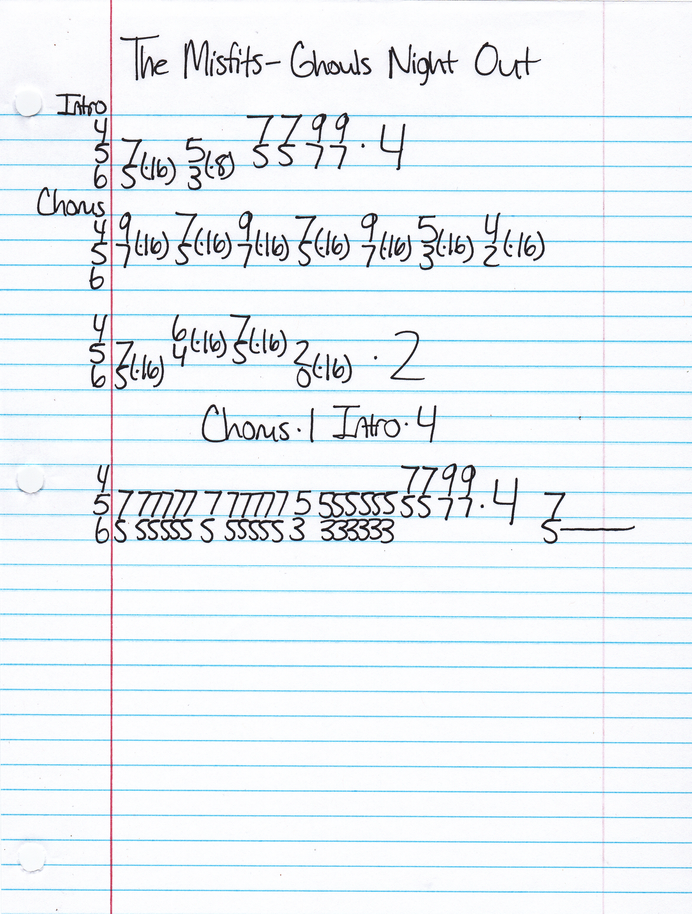 High quality guitar tab for Ghouls Night Out by The Misfits off of the album 12 Hits From Hell. ***Complete and accurate guitar tab!***